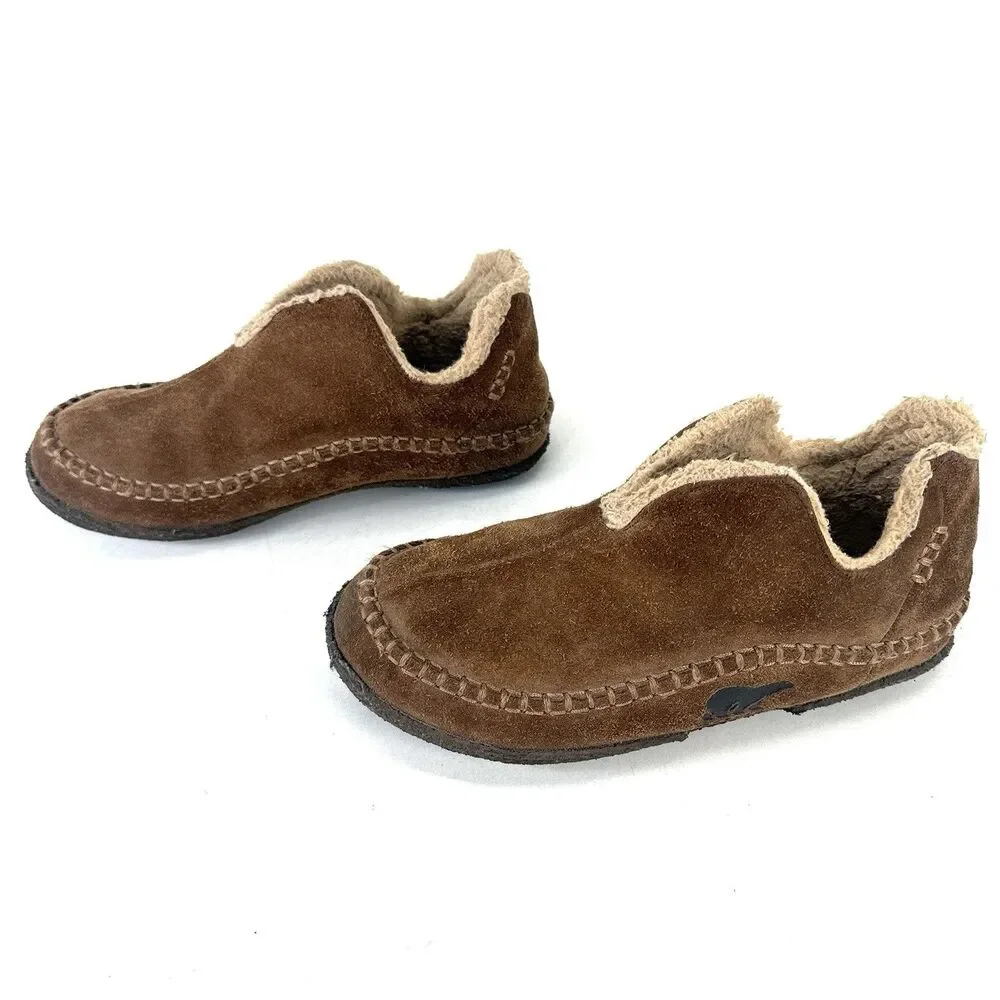 Sorel Manawan Brown Leather Slip On Moccasin Slipper NM1466-251 Mens Size 9